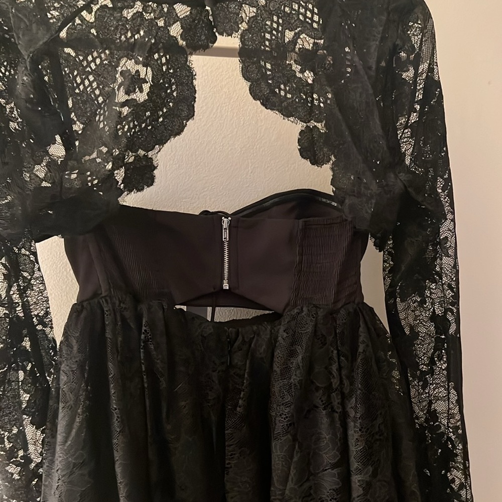 NWT For Love and Lemons Black Long Sleeve Floral Lace black dress Sz M - Picture 3 of 7